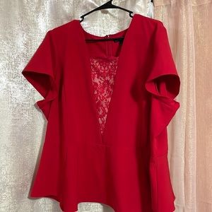 Lane Bryant red lace shirt